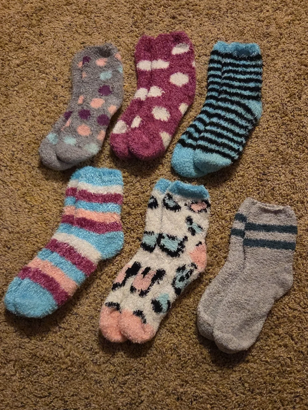 Cozy Fuzzy Socks - Pastel And Grey Mix